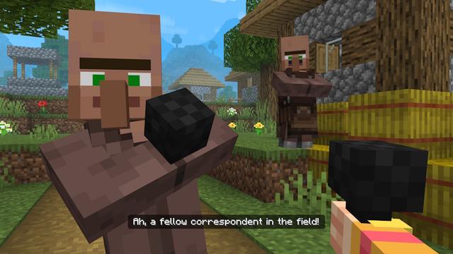Screenshot of the Minecraft Bedrock Marketplace product Villager News Add-On created by Oreville Studios.
