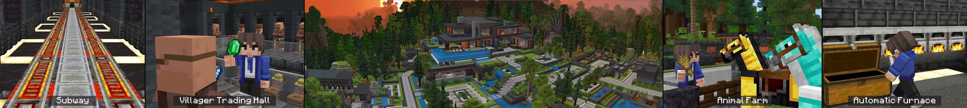 Panorama of the Minecraft Bedrock Marketplace product Black Modern House created by Overtales Studio.