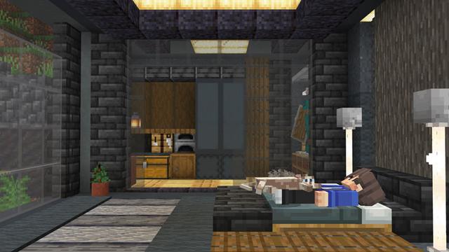 Screenshot of the Minecraft Bedrock Marketplace product Black Modern House created by Overtales Studio.