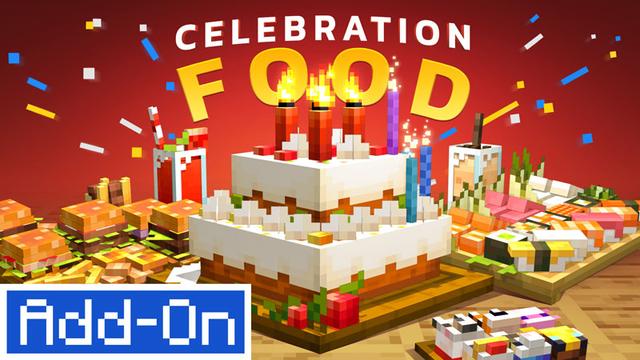 Thumbnail of the Minecraft Bedrock Marketplace product Celebration Food Add-On created by Overtales Studio.