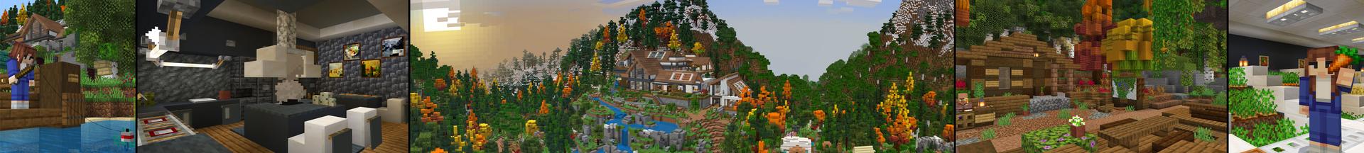 Panorama of the Minecraft Bedrock Marketplace product Cozy Modern House created by Overtales Studio.