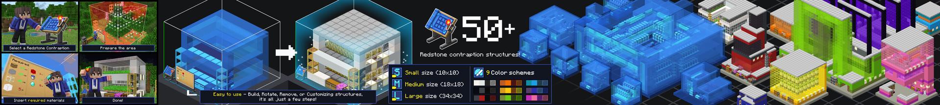 Panorama of the Minecraft Bedrock Marketplace product Easy Redstone Add-On created by Overtales Studio.
