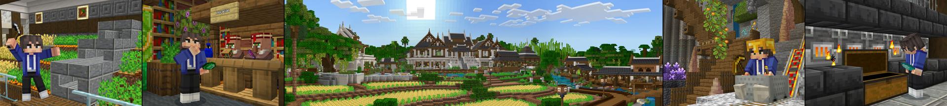Panorama of the Minecraft Bedrock Marketplace product Lanna Modern House created by Overtales Studio.