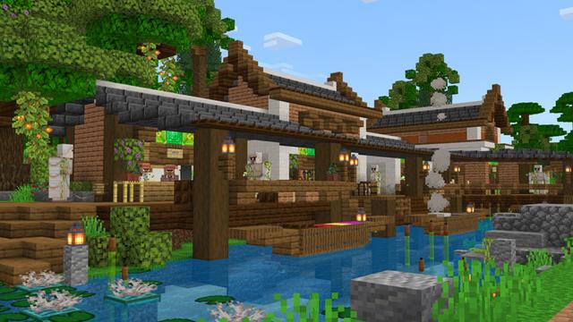 Screenshot of the Minecraft Bedrock Marketplace product Lanna Modern House created by Overtales Studio.