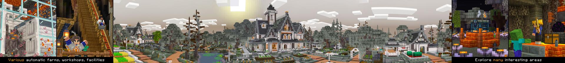 Panorama of the Minecraft Bedrock Marketplace product Pale Garden House created by Overtales Studio.