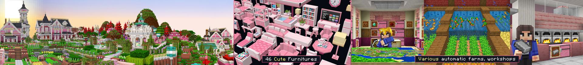 Panorama of the Minecraft Bedrock Marketplace product Sweet Cute House created by Overtales Studio.
