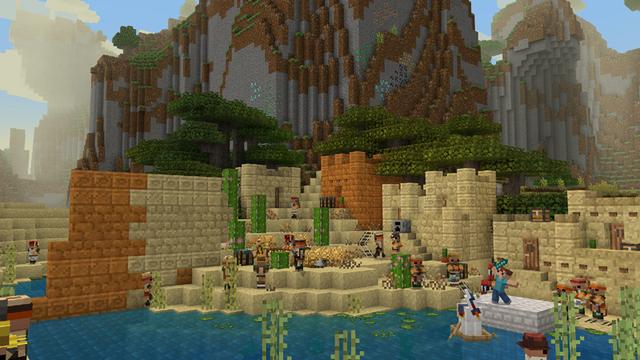 Screenshot of the Minecraft Bedrock Marketplace product 8-bit Better Default Textures - Copper Age created by Owls Cubed.