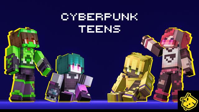 Thumbnail of the Minecraft Bedrock Marketplace product Cyberpunk Teens created by Owls Cubed.