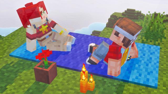 Screenshot of the Minecraft Bedrock Marketplace product Sit On Everything Add-on created by Owls Cubed.