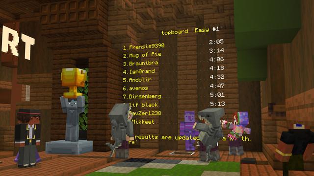 Screenshot of the Minecraft Bedrock Marketplace product Top Parkour Map! created by Owls Cubed.