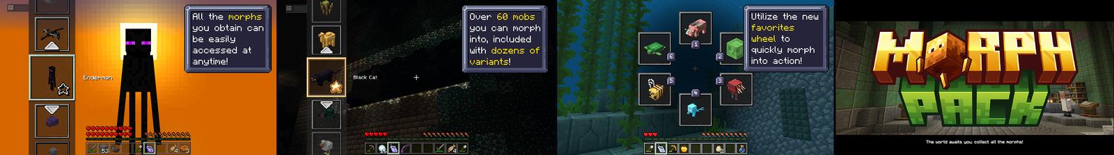 Panorama of the Minecraft Bedrock Marketplace product MORPH PACK created by XP GAMES.