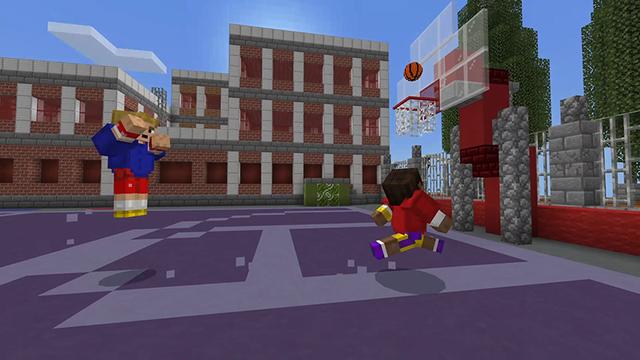 Screenshot of the Minecraft Bedrock Marketplace product Basketball created by Pathway Studios.