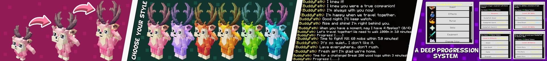 Panorama of the Minecraft Bedrock Marketplace product BuddyPath Add-On created by Pathway Studios.