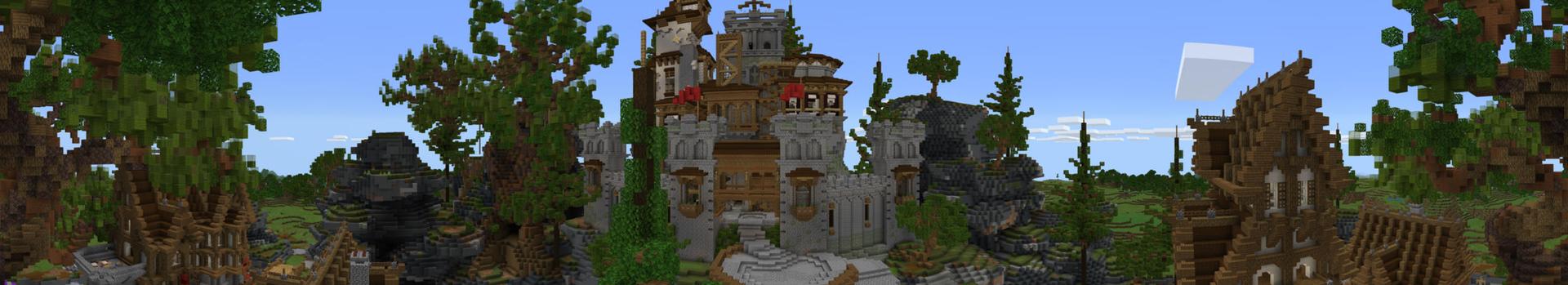 Panorama of the Minecraft Bedrock Marketplace product Castle Ville created by Pathway Studios.