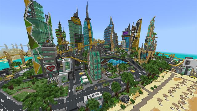 Screenshot of the Minecraft Bedrock Marketplace product City Builder Mash-up created by Pathway Studios.
