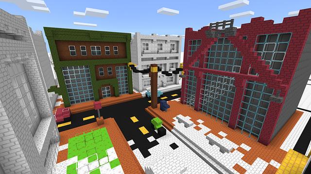 Screenshot of the Minecraft Bedrock Marketplace product Colorful City Coloring Book created by Pathway Studios.