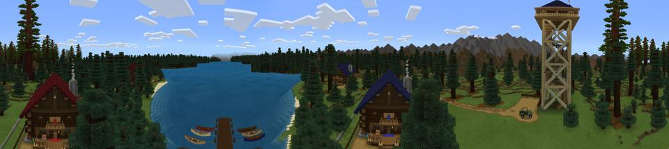 Panorama of the Minecraft Bedrock Marketplace product CTF at Sequoia Camp created by Pathway Studios.