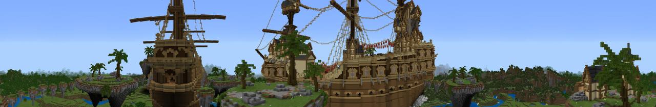 Panorama of the Minecraft Bedrock Marketplace product Deluxe Flying Ships created by Pathway Studios.