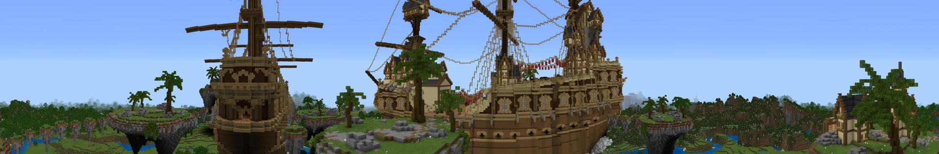 Panorama of the Minecraft Bedrock Marketplace product Deluxe Flying Ships created by Pathway Studios.