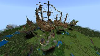 Screenshot of the Minecraft Bedrock Marketplace product Deluxe Flying Ships created by Pathway Studios.