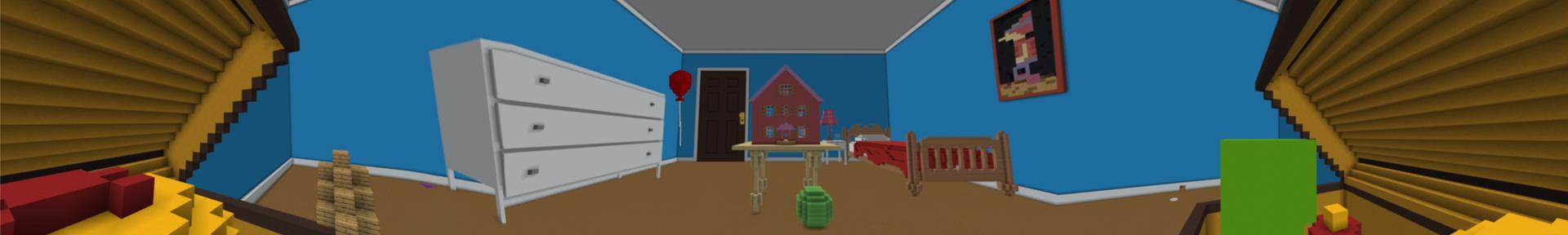 Panorama of the Minecraft Bedrock Marketplace product Escape the Dollhouse created by Pathway Studios.