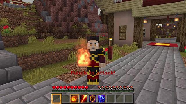 Screenshot of the Minecraft Bedrock Marketplace product Firebender created by Pathway Studios.