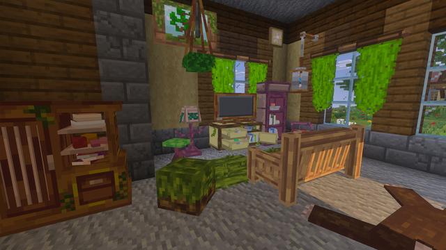 Screenshot of the Minecraft Bedrock Marketplace product Forest Furniture created by Pathway Studios.