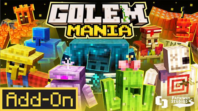 Thumbnail of the Minecraft Bedrock Marketplace product Add-Ons Golem Mania created by Pathway Studios.