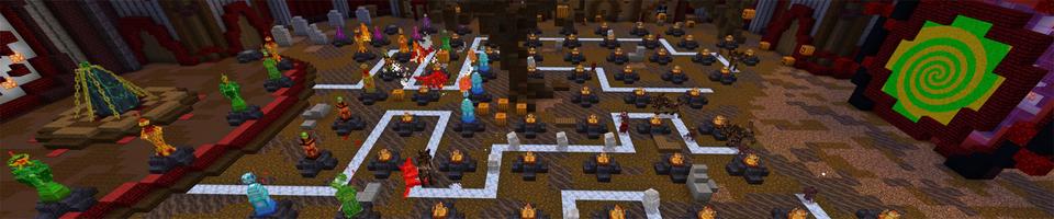 Panorama of the Minecraft Bedrock Marketplace product Halloween TD created by Pathway Studios.