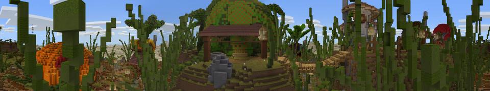 Panorama of the Minecraft Bedrock Marketplace product Huerta Ville created by Pathway Studios.