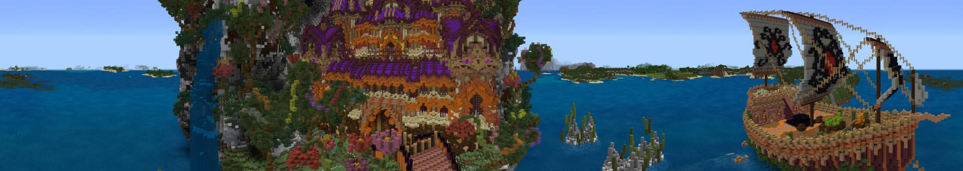 Panorama of the Minecraft Bedrock Marketplace product Journey on the Island created by Pathway Studios.