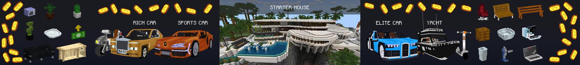 Panorama of the Minecraft Bedrock Marketplace product Money Island created by Pathway Studios.