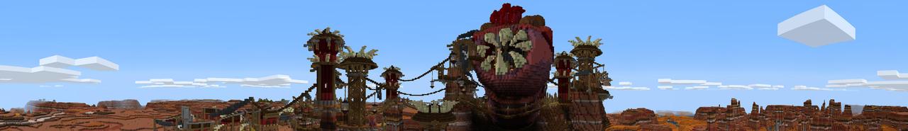 Panorama of the Minecraft Bedrock Marketplace product Nether Worm Village created by Pathway Studios.
