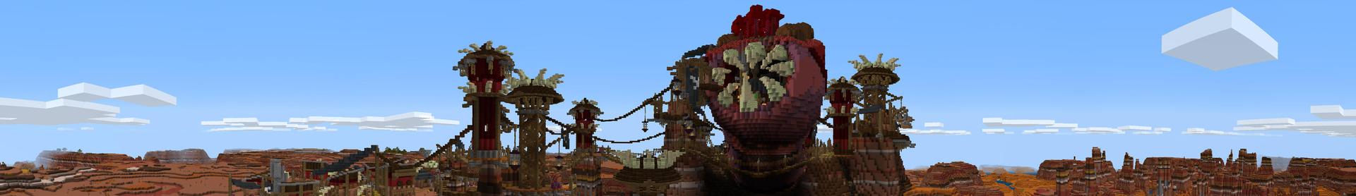 Panorama of the Minecraft Bedrock Marketplace product Nether Worm Village created by Pathway Studios.