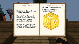 Screenshot of the Minecraft Bedrock Marketplace product One Block Lucky Block created by Pathway Studios.
