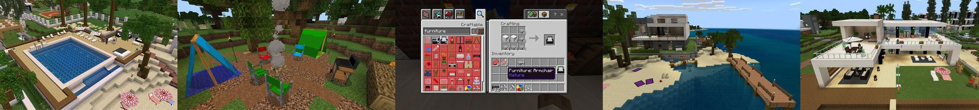 Panorama of the Minecraft Bedrock Marketplace product Outdoor Furniture created by Pathway Studios.