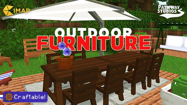 Thumbnail of the Minecraft Bedrock Marketplace product Outdoor Furniture created by Pathway Studios.