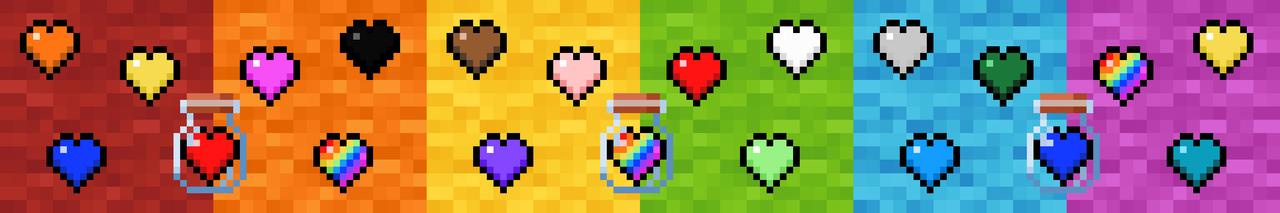 Panorama of the Minecraft Bedrock Marketplace product Rainbow Hearts created by Pathway Studios.