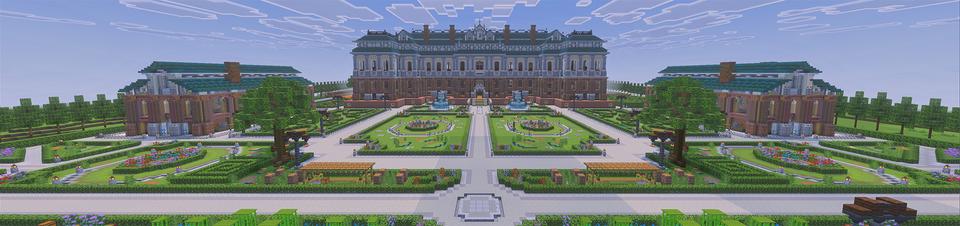 Panorama of the Minecraft Bedrock Marketplace product Royal Mansion created by Pathway Studios.