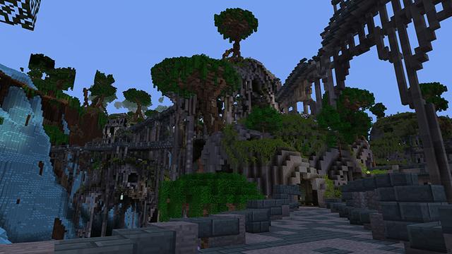 Screenshot of the Minecraft Bedrock Marketplace product Sacred Falls created by Pathway Studios.