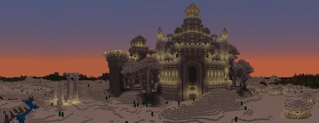 Panorama of the Minecraft Bedrock Marketplace product Sand Castle created by Pathway Studios.