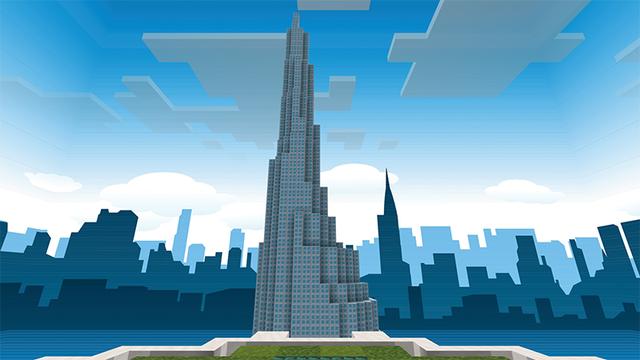 Screenshot of the Minecraft Bedrock Marketplace product Skyscrapers created by Pathway Studios.