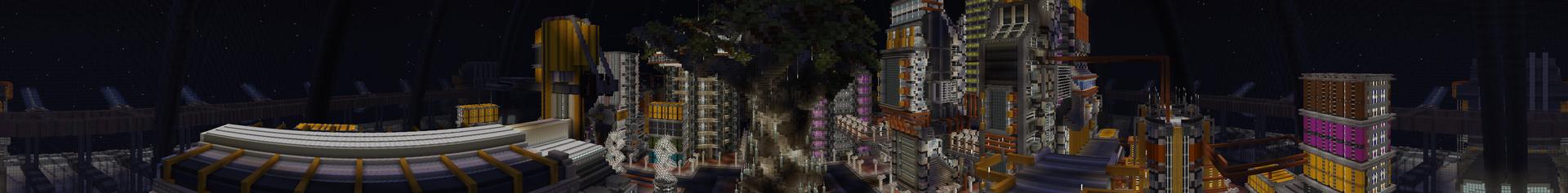 Panorama of the Minecraft Bedrock Marketplace product Space City created by Pathway Studios.