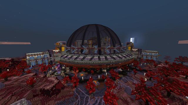 Screenshot of the Minecraft Bedrock Marketplace product Space City created by Pathway Studios.