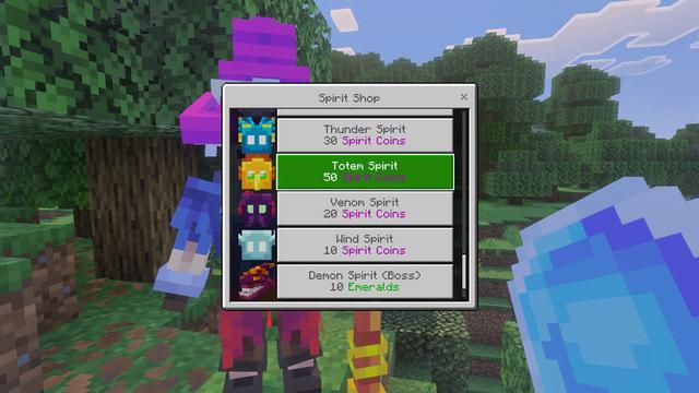 Screenshot of the Minecraft Bedrock Marketplace product Spirit Companions Add-On created by Pathway Studios.