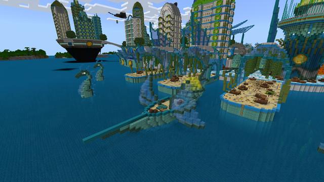 Screenshot of the Minecraft Bedrock Marketplace product Station Atlantis created by Pathway Studios.
