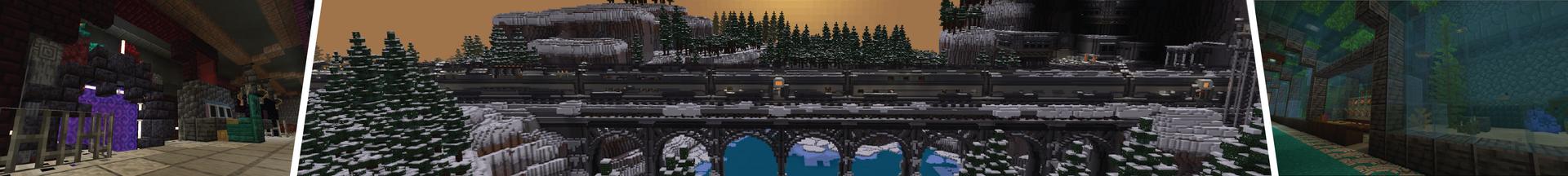 Panorama of the Minecraft Bedrock Marketplace product SuperTrain Survival Base created by Pathway Studios.