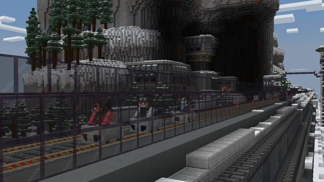 Screenshot of the Minecraft Bedrock Marketplace product SuperTrain Survival Base created by Pathway Studios.