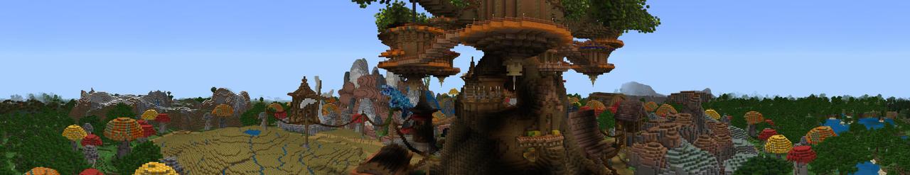 Panorama of the Minecraft Bedrock Marketplace product The Pusky Village created by Pathway Studios.