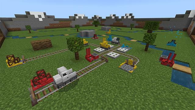 Screenshot of the Minecraft Bedrock Marketplace product Tiny Trains created by Pathway Studios.